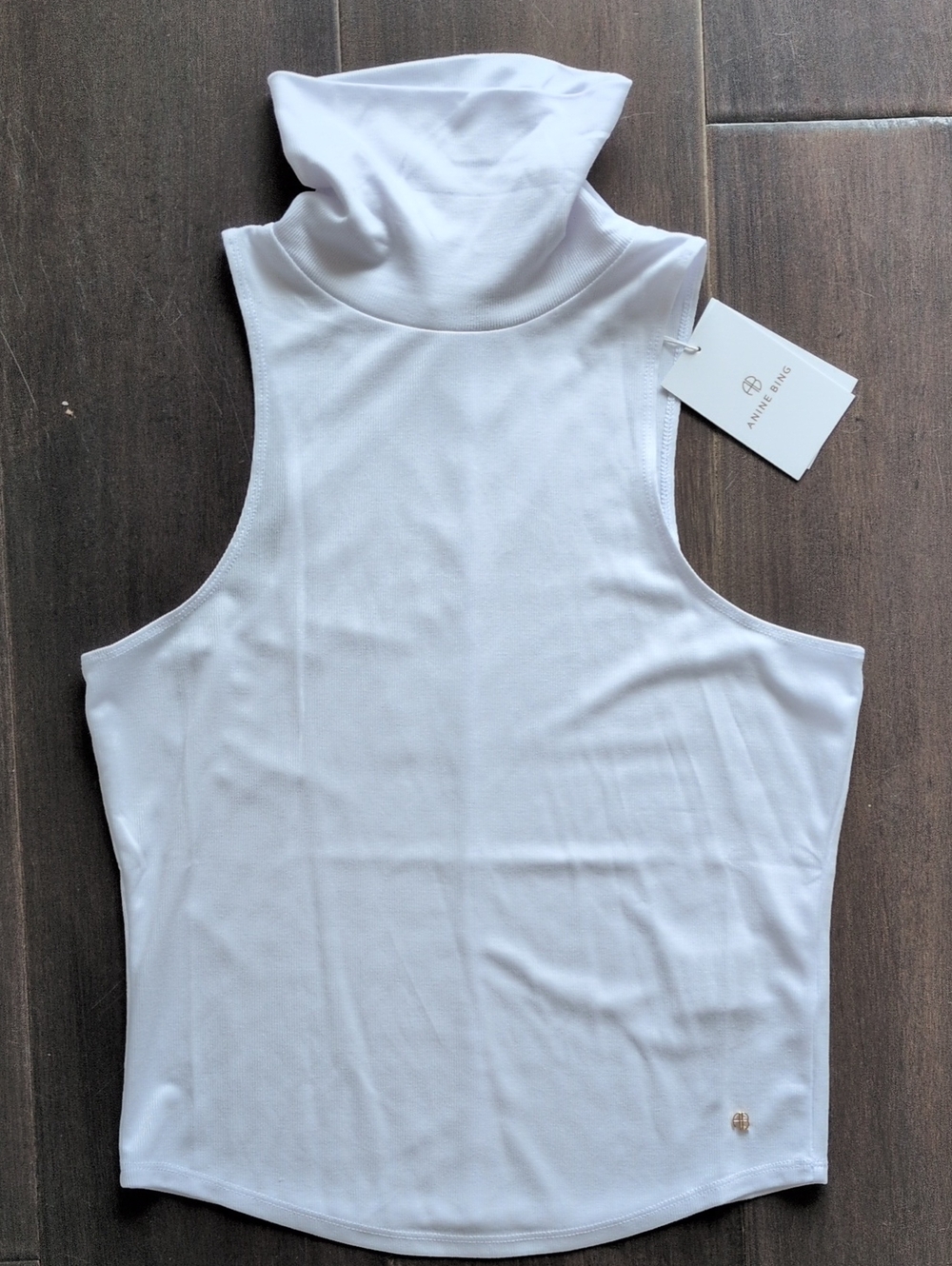 Anine Bing White Sleeveless High-Neck Tank